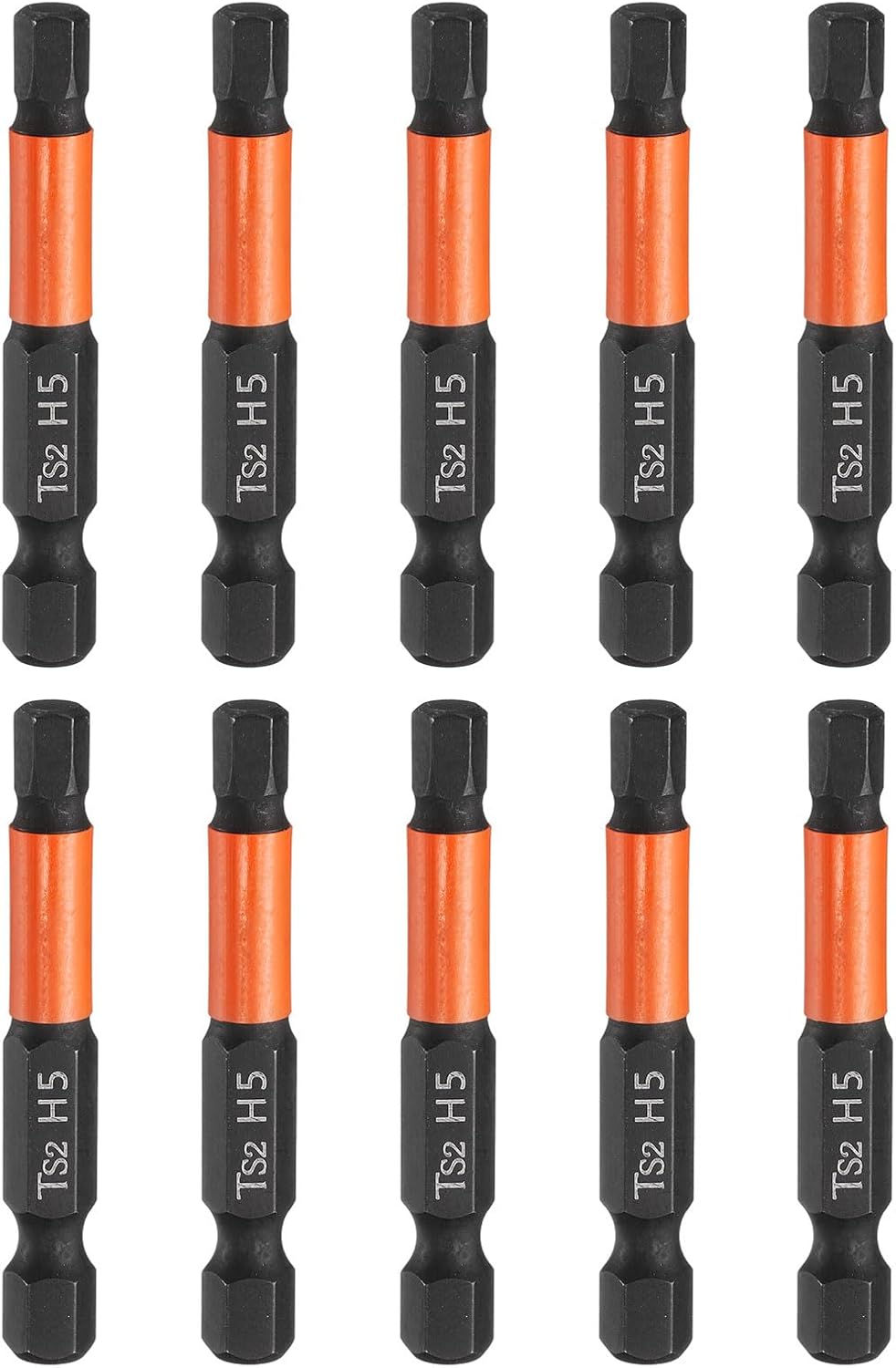 HARFINGTON 10pcs Hex Head Wrench Drill Bit 5mm(H5) Metric 1/4" Hex Shank 2"(50mm) Length S2 Steel Magnetic Impact Drivers Screwdriver Bit Hexagon Electric Drill Bits