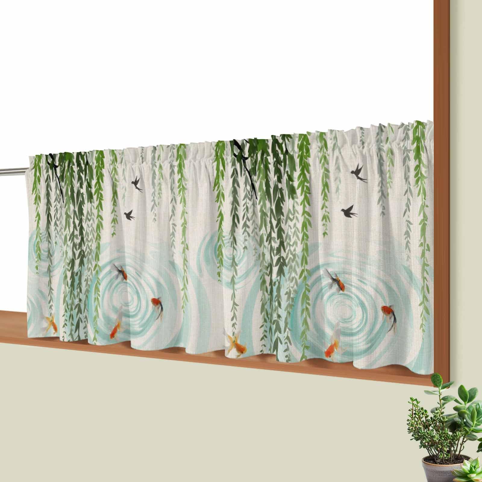 Amazon｜Koboosousyo カーテン カフェカーテン 140×50cm 和風 金魚