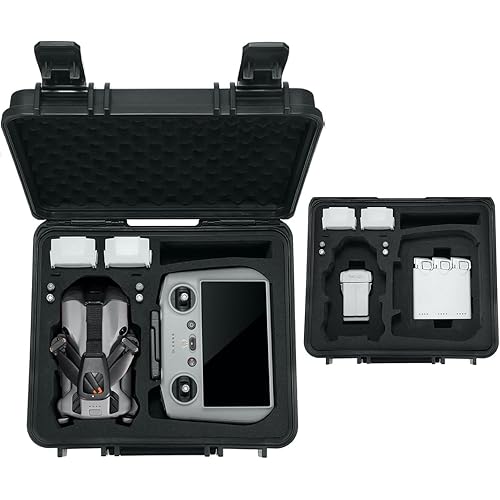 Waterproof Hard Carrying Case Compatible with DJI Mini 5 Pro/Mini 4/3 Pro Fly More Combo, Travel Case Fits DJI RC 2/ RC-N3 and More Drone Accessories
