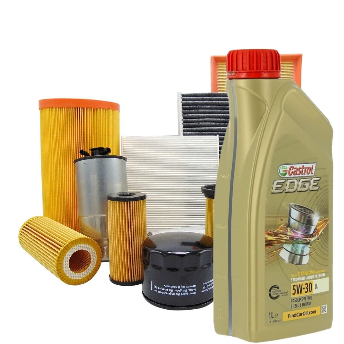 kW&HP KIT TAGLIANDO 4 FILTRI (OLIO, ARIA, CARBURANTE, ABITACOLO) + 6 LT OLIO 5W30 PER SX4 S-CROSS 1.6