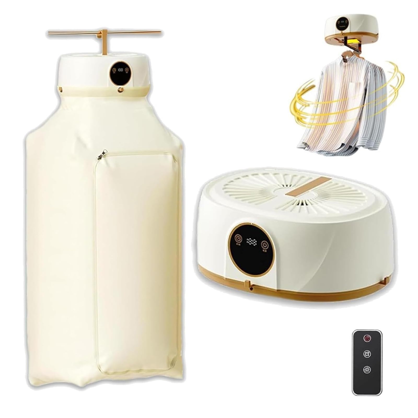 Plancha de vapor vertical automática y secadora portátil: sistema inalámbrico for el cuidado de la ropa con percha inflable