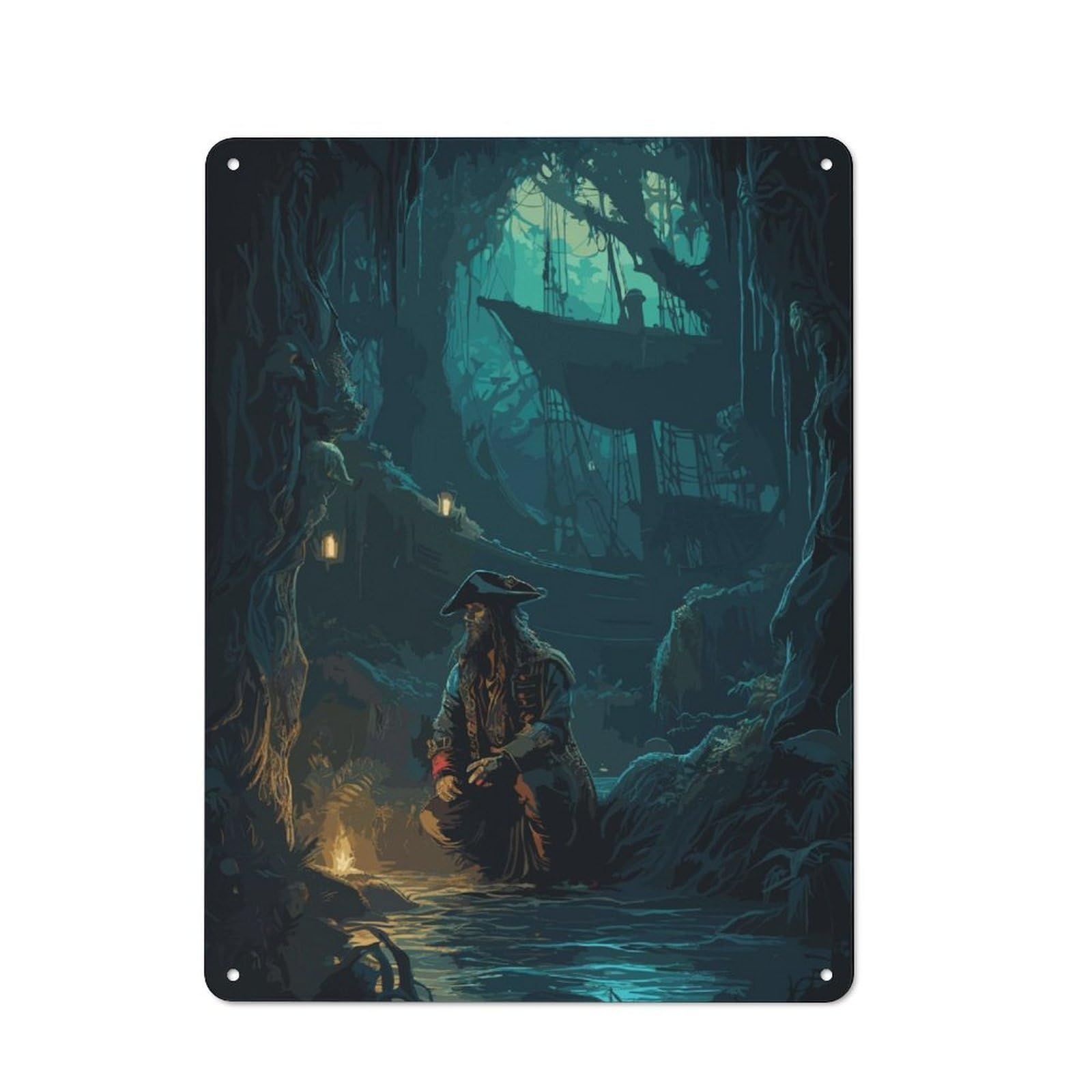 Junmoney Solitary Pirate Retro-Style Metal Plaque 40X30cm For Kitchen Or Home Bar, Gift For Home Bar Enthusiasts During The Christmas Season