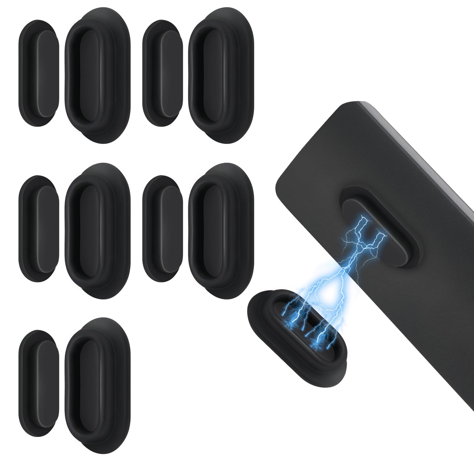 Nearockle Lot 5 Supports Magnétiques Universels Pour TV/climatiseur/ Ventilateur - En Silicone - Forte Adhérence - Noir