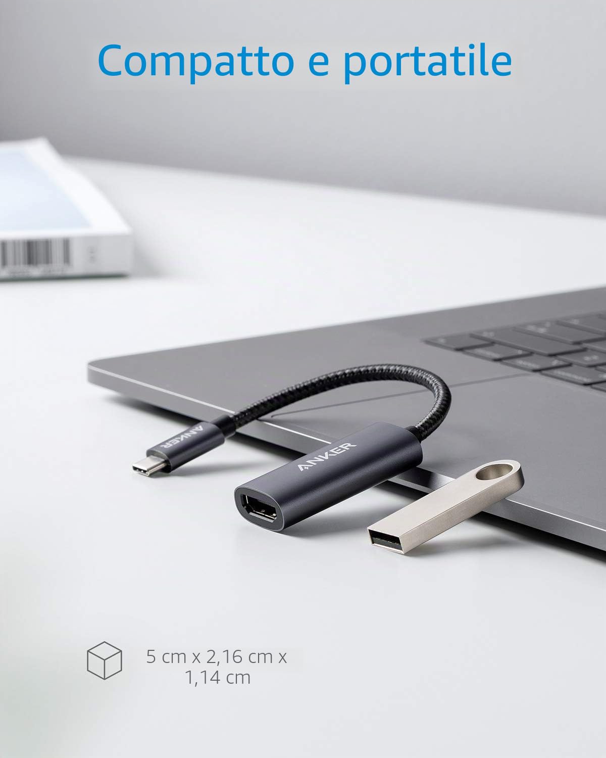 Anker Adattatore da USB a HDMI, adattatore USB C portatile in alluminio, supporta 4K a 60 Hz, per MacBook Pro, MacBook Air, iPad Pro, Pixelbook, XPS, Galaxy e molto altro