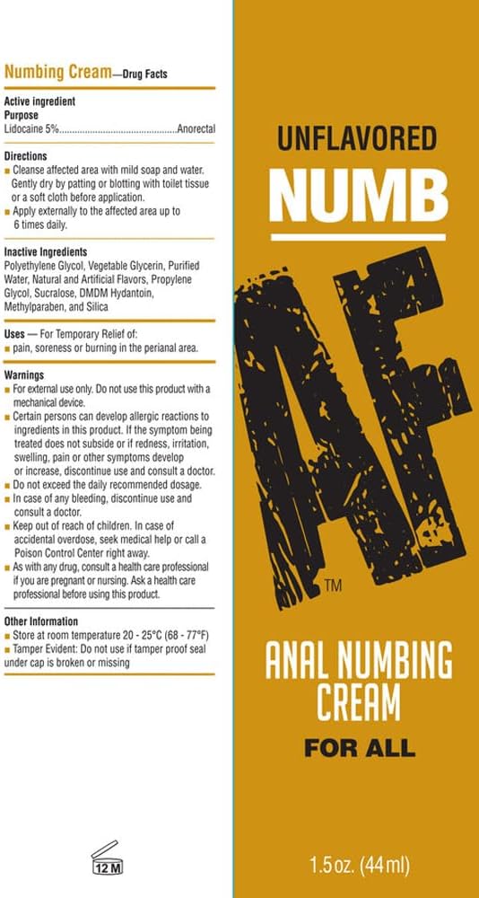 Numb Af - Anal Desensitizing Gel - Unflavored - 1.5 Fl. Oz.
