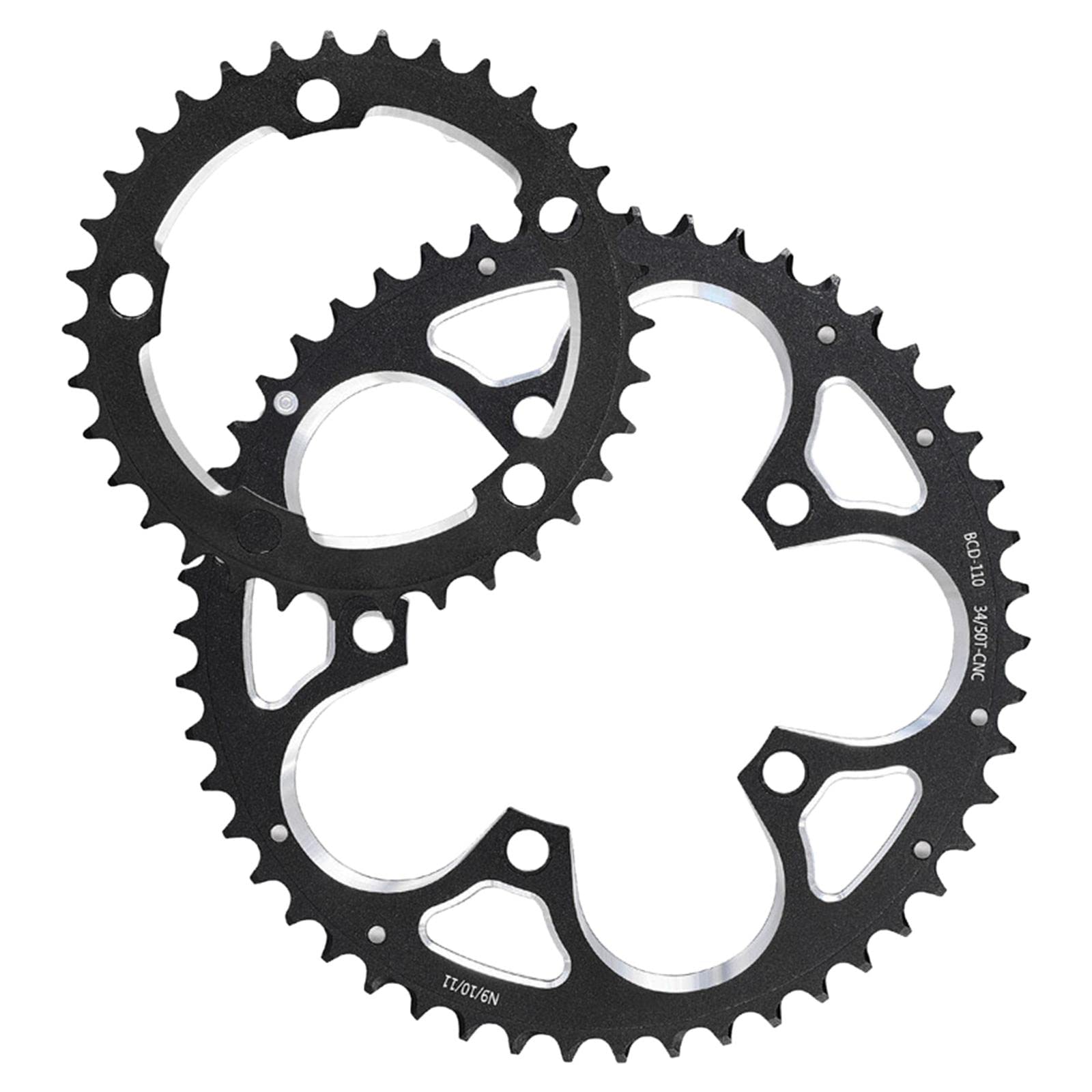 2 Piezas Plato de Bicicleta Platos 110mm para Bicicleta Ruta Accesorios de Doble Plato CNC Aleación Ligera Resistente Agua Apto para C