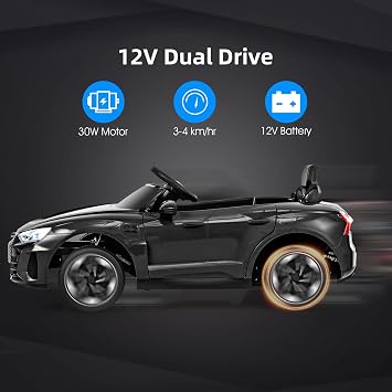 INFANS 12V Kids Ride On Car, Licensed Audi RS e-tron GT Electric Vehicle with Remote Control, Toddlers Battery Powered Toy with 4 Wheels Suspension, LED Headlight, Music, MP3, USB, TF Port (Black)