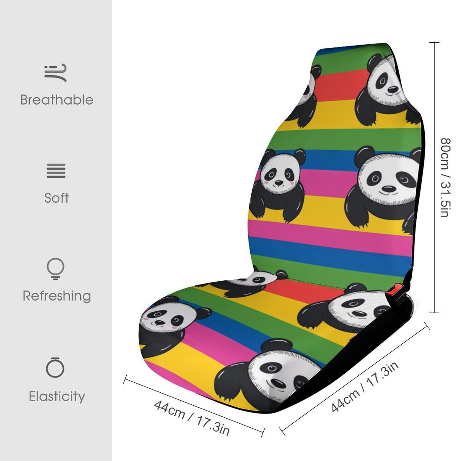Colorful Panda Car Seat Covers Universal Car Front Seats Protector Auto Interior Accessories 1PCS
