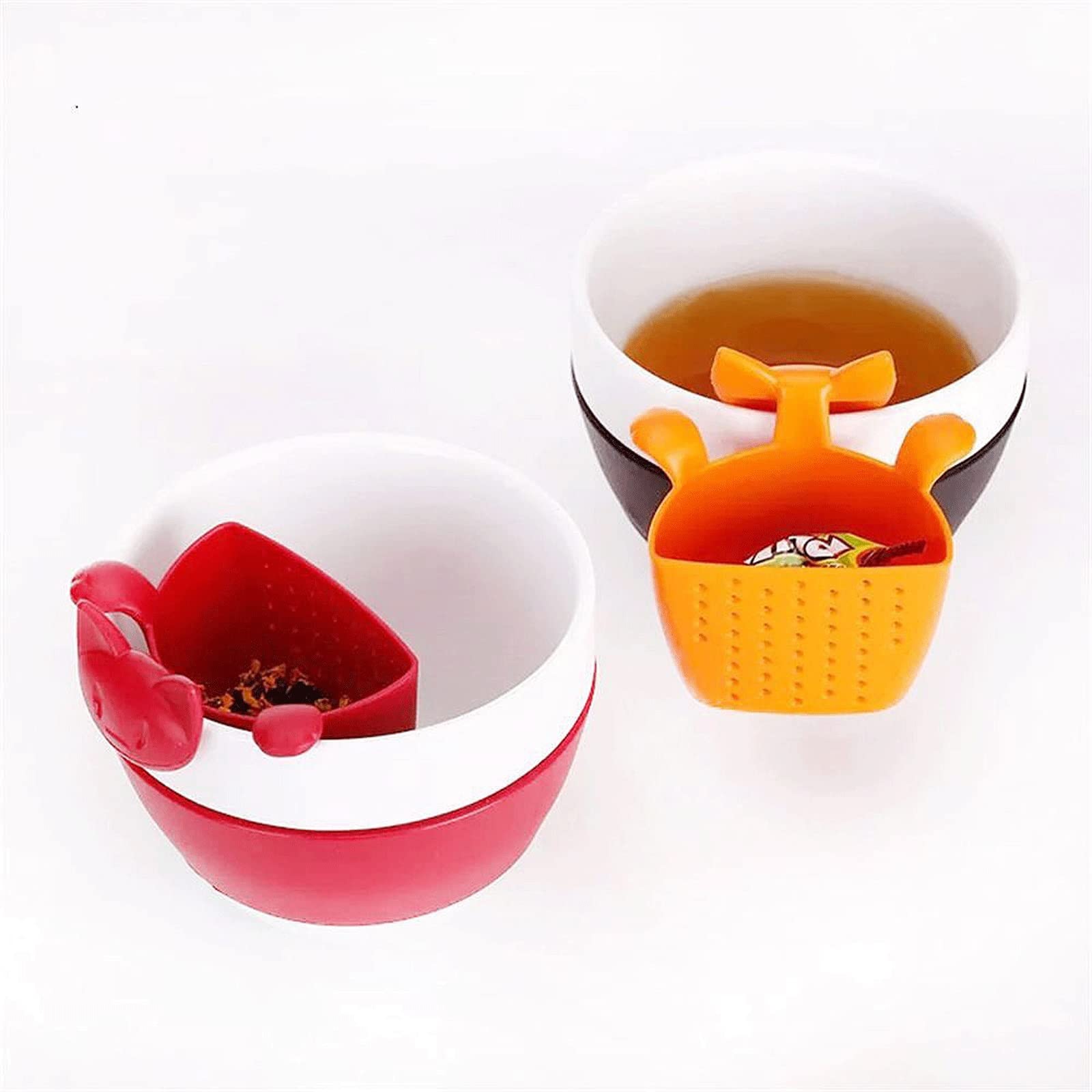 Colador de té creativo para hacer té, filtro de silicona de grado alimenticio, para colgar en la taza, accesorios de té (rojo)