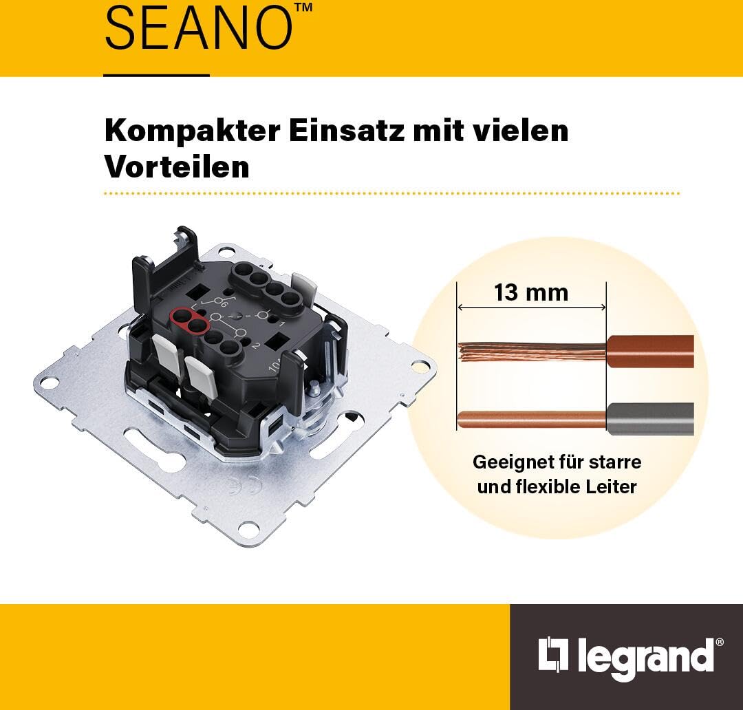 LEGRAND, Seano 765036 Mécanisme de minuterie 2 à 120 minutes, réglage de l'heure par bouton rotatif, raccord à 2 fils, bornes à vis