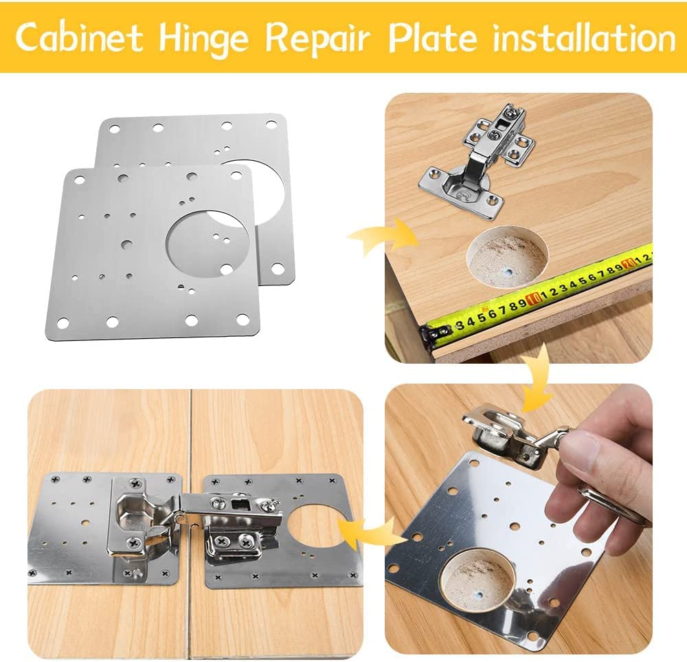 Flintronic 2PCS Hinge Repair Plate, Stainless Steel Hinges Repair Brackets — Amazon image 2