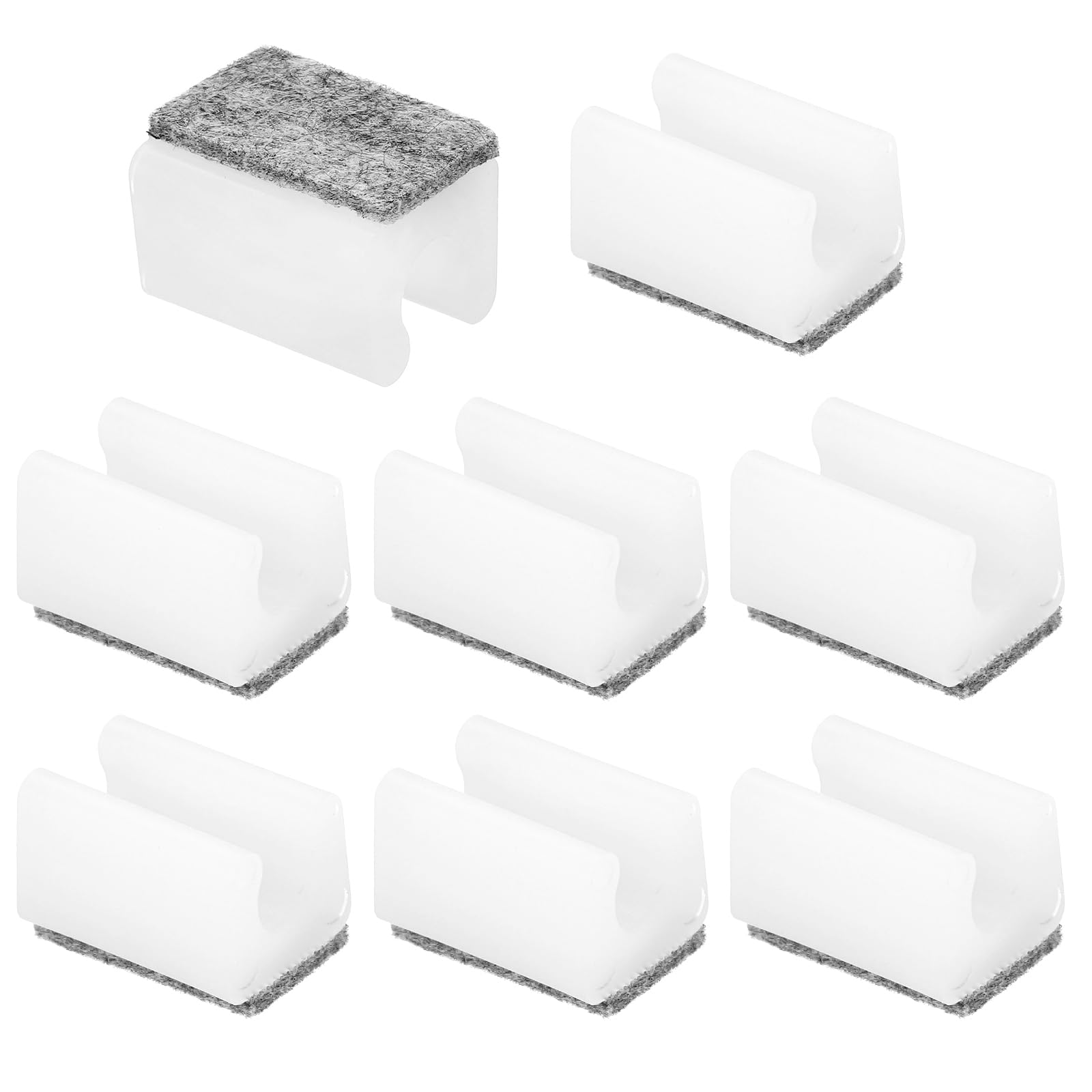 PATIKIL 8pcs Rectangle Chair Leg Cover with Felt Pad, 10mm Slide Smoothly No Scratches No Noise Furniture Feet Hardwood Protectors Tips Floor Glides Tubing Caps for Office,White Grey