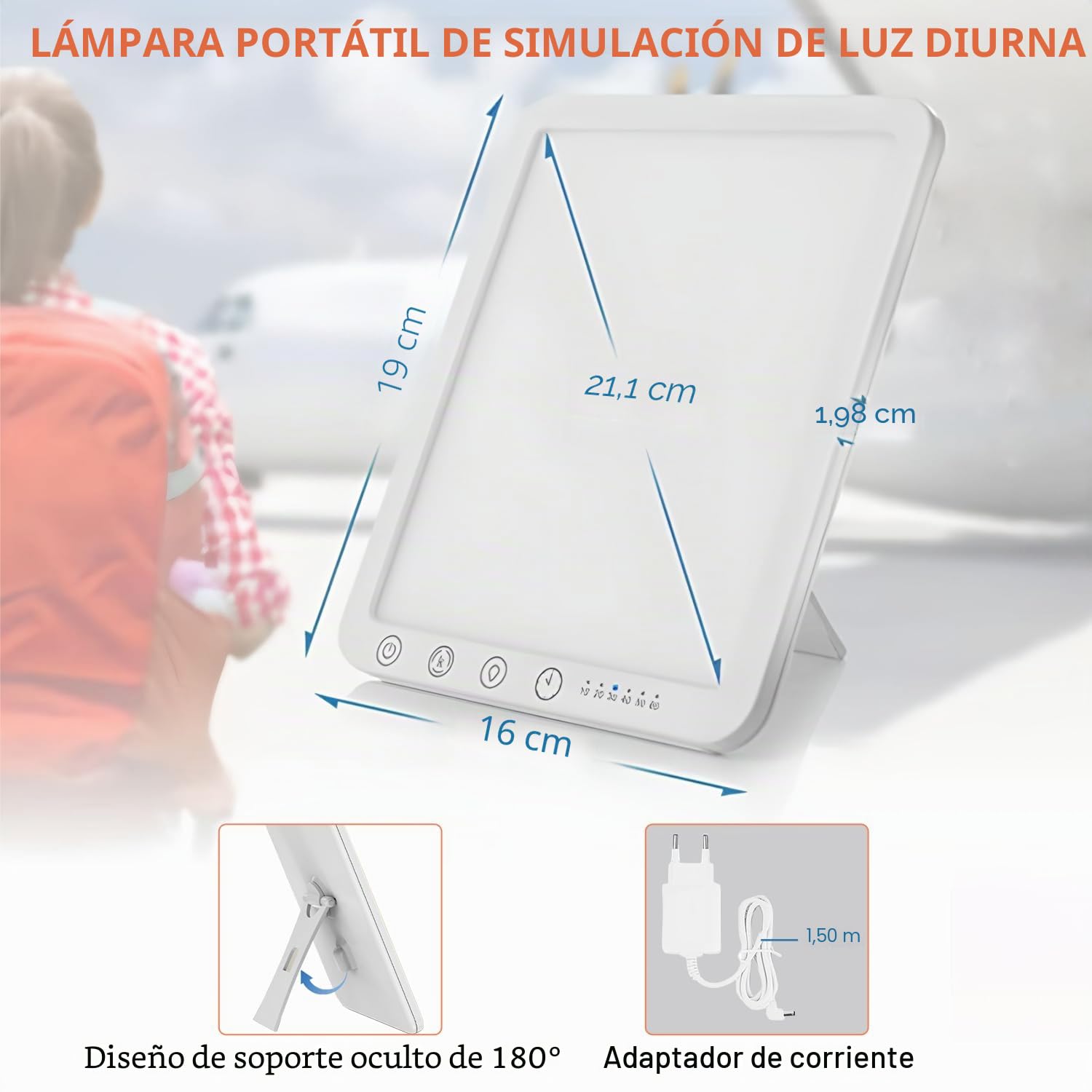 Lámpara de Luminoterapia, 15000lux Lámpara de Luz Diurna, Lámparas Fisioterapia de Luz Solar, Portable Light Fototerapéutica Sin UV con 6 Temporizador 3 Temperaturas de Color, para Oficinas y Hogares