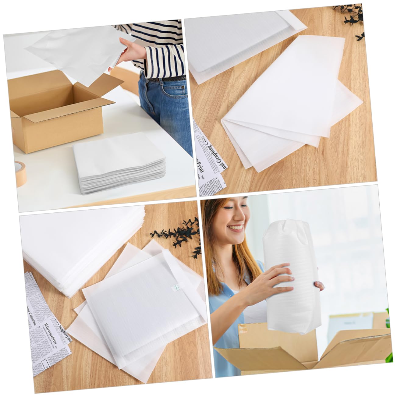 Bolsas de Espuma Epe de Color Blanco 200 Uds para Envío y Mudanza | Protección para Vasos y Marcos, Material de Embalaje Práctico, Prevención de Daños