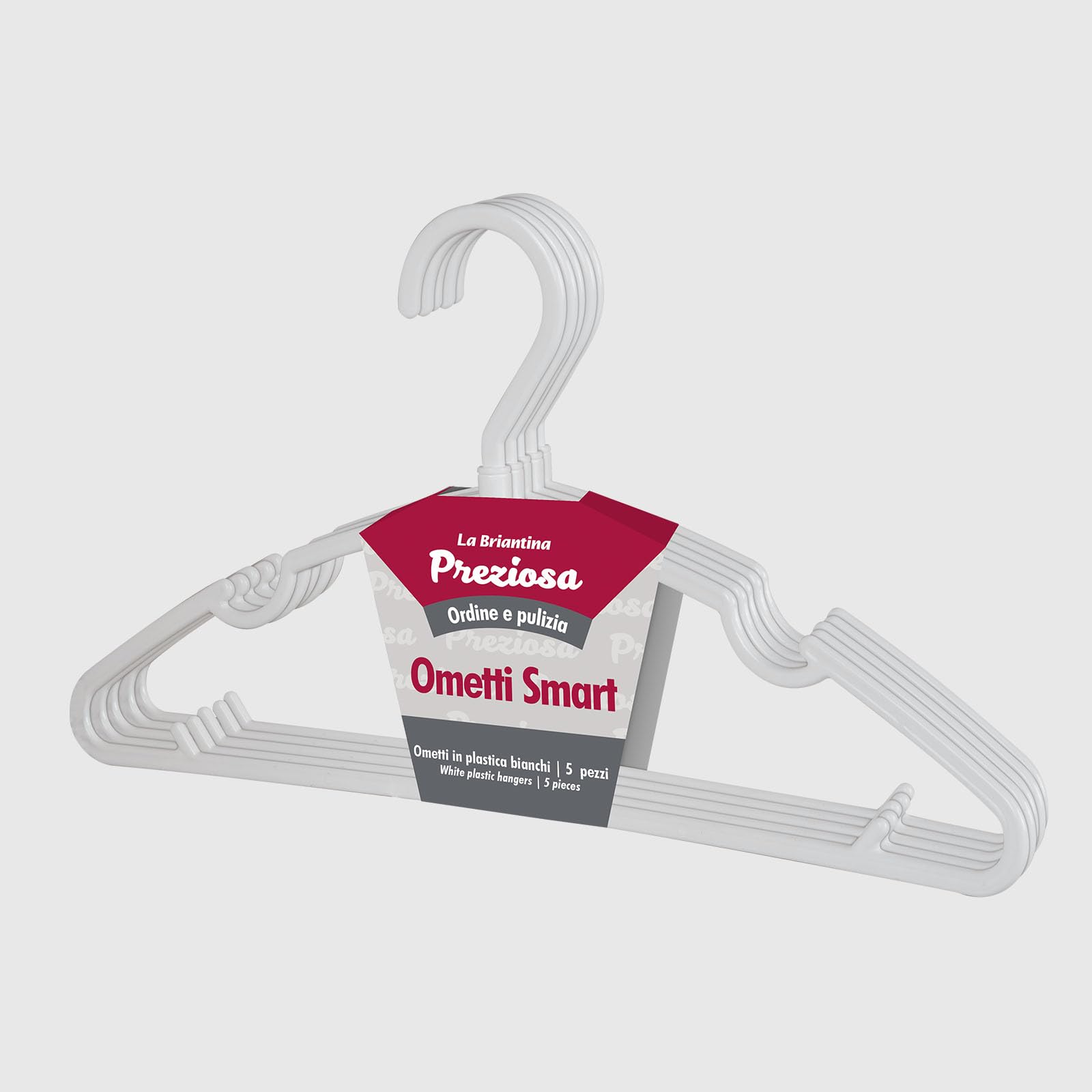 La Briantina Ometti Smart Coat Rack 5 Pieces White, Swivel Hook, Shoulder 40 cm – H 19 cm, Polypropylene
