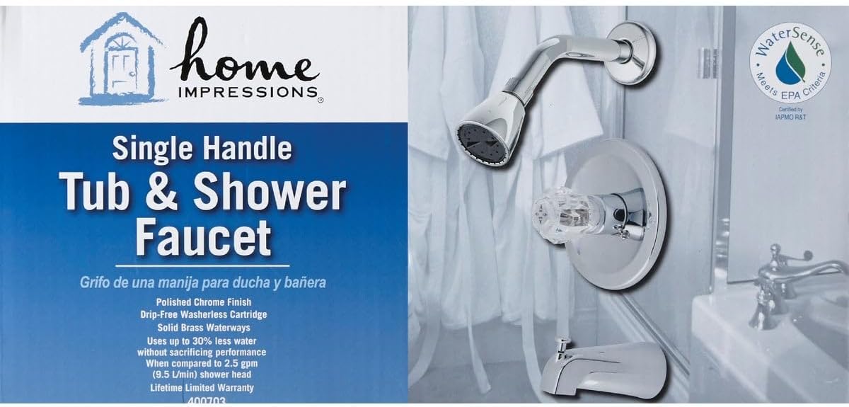 F1010500CP-JPA1 Single Acrylic Handle Chrome Tub/Shower Faucet