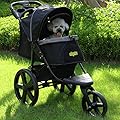 VIAGDO Luxury Dog Stroller Jogger for Small Medium Dogs & Cats, No-Zip Pet Stroller Foldable 3-Wheel Cats Stroller with Suspension System/Link Brake/One-Hand Fold, Max. Loading 55 LBS (Black)