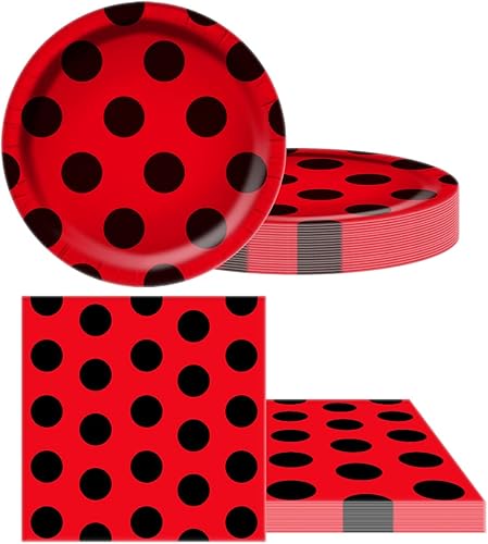 Miniatura 6 de Suministros de fiesta de cumpleaños de mariquita juegos de vajilla de mariquita decoraciones de fiesta de cumpleaños para niñas