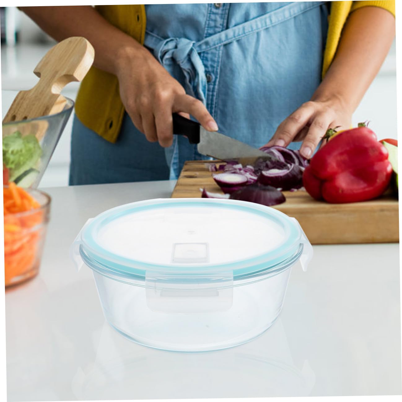 Cabilock 3piezas Fiambrera Tapas Contenedor Alimentos Microondas Multicompartimento