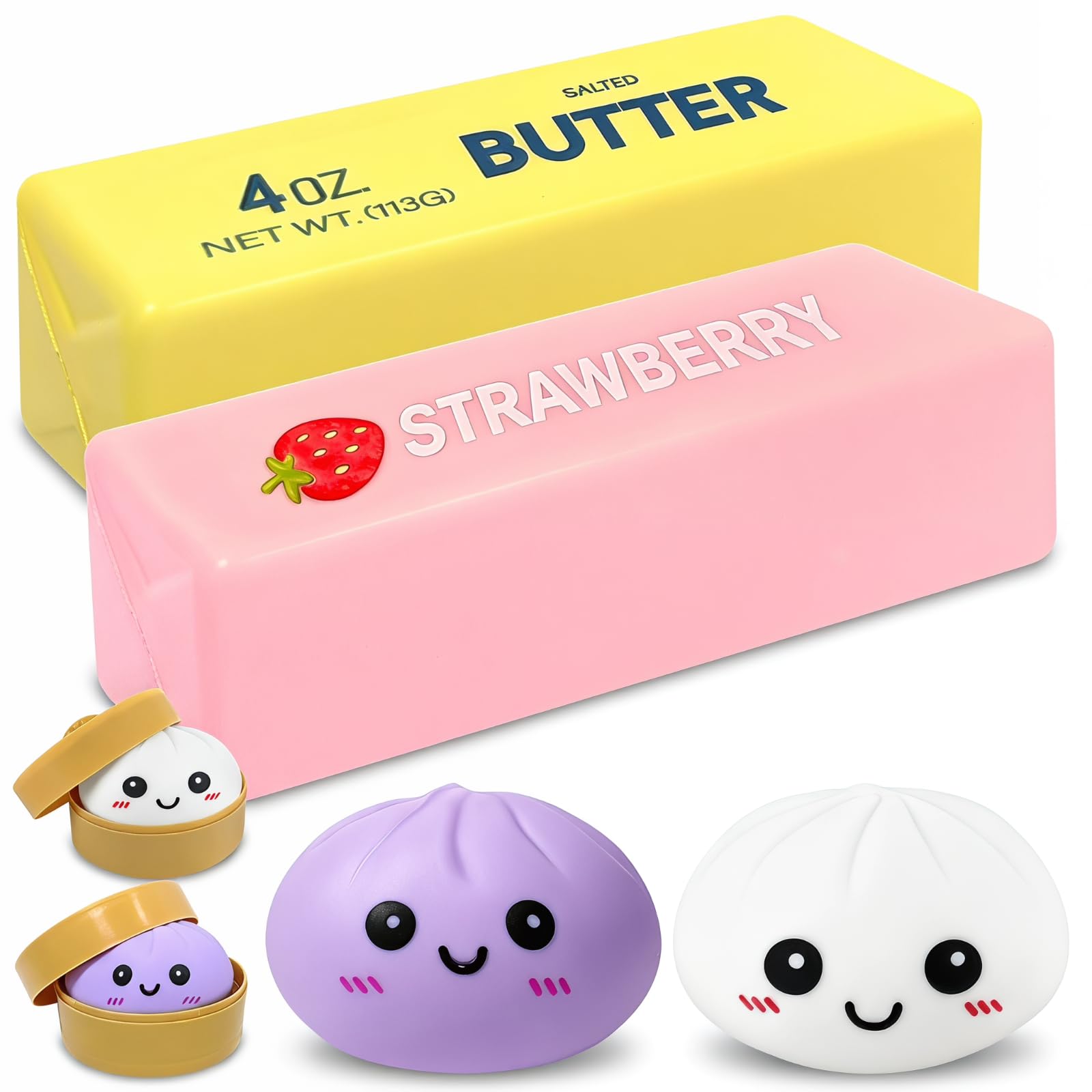 Juguete Antiestrés Dumpling, Juguete Sensorial Squishy Bao Dumpling, Dumpling Squishy, Glittere Dumpling Squishys, Dumpling Colorido Antiestrés, Anxiety Relief Fidget, para Familia, Oficina(Azul