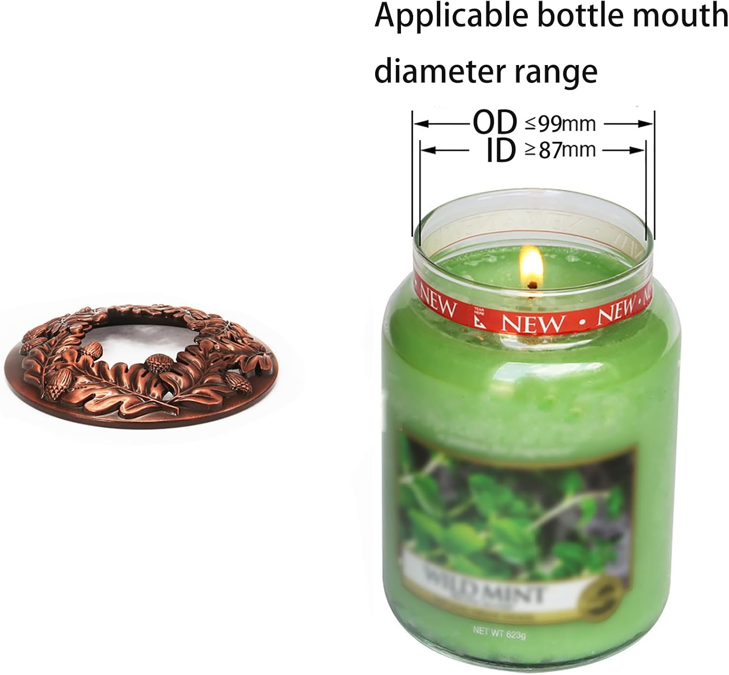Lid Jar Candle Topper Scented Candles Cover Metal Candles Toppers to Burn Evenly Candle Lid Gifts for Candle Lover (1pcs)