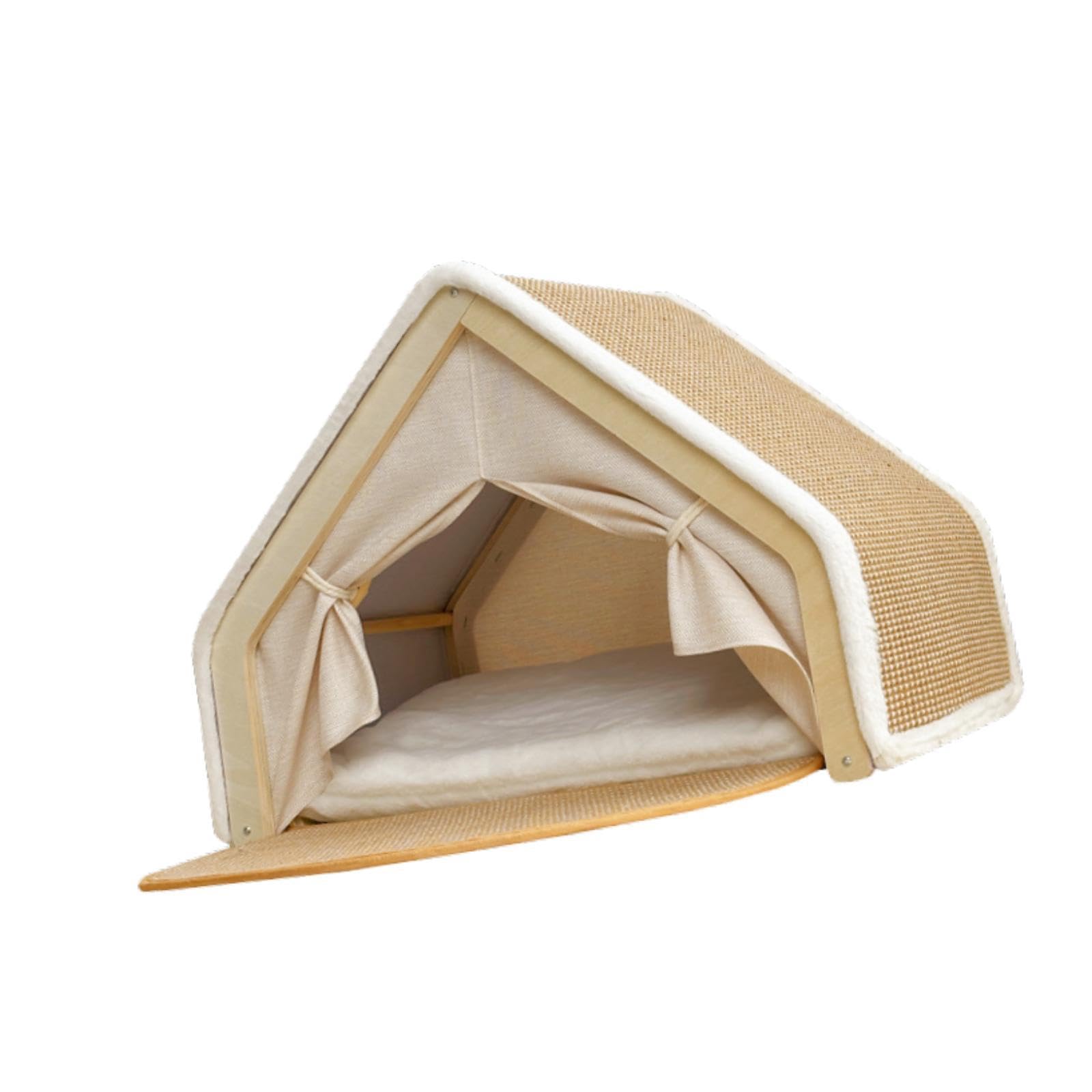 Lit pour Animaux de Compagnie pour Chats avec Planche de Sisal et Structure de Tente, L
