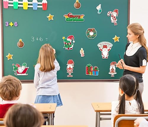 Miniatura 6 de Hying Juego de 52 tableros de anuncios de Navidad, gnomos de Papá Noel, decoración de calcetines de Navidad, recortes de vacaciones de invierno,