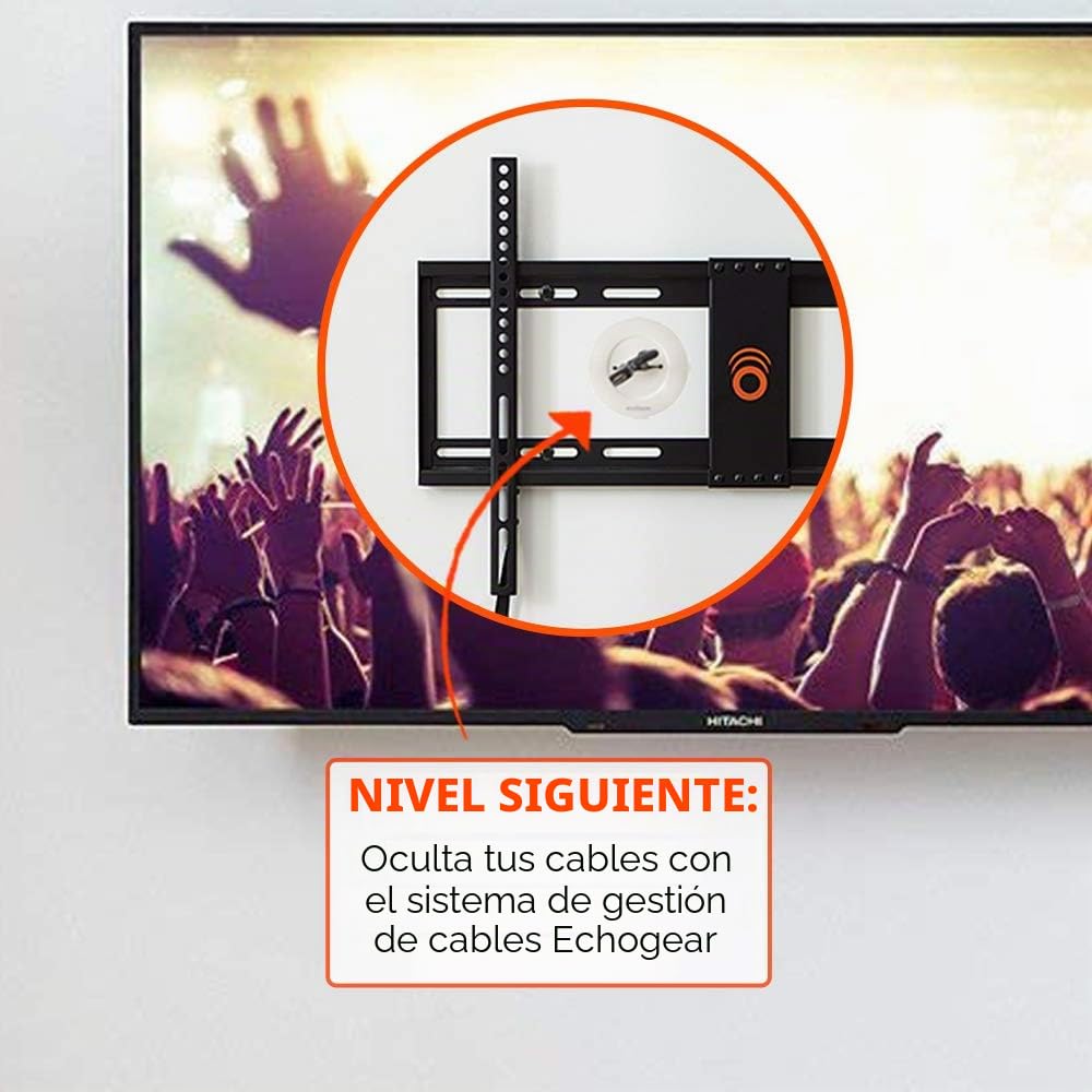 ECHOGEAR SlimView - Soporte Fijo de Pared para TV de Perfil bajo para televisores de hasta 80 Pulgadas, sostiene tu Solo 1.25 Pulgadas del Sistema de Bloqueo de Cuerda de tracción, fácil Acceso por