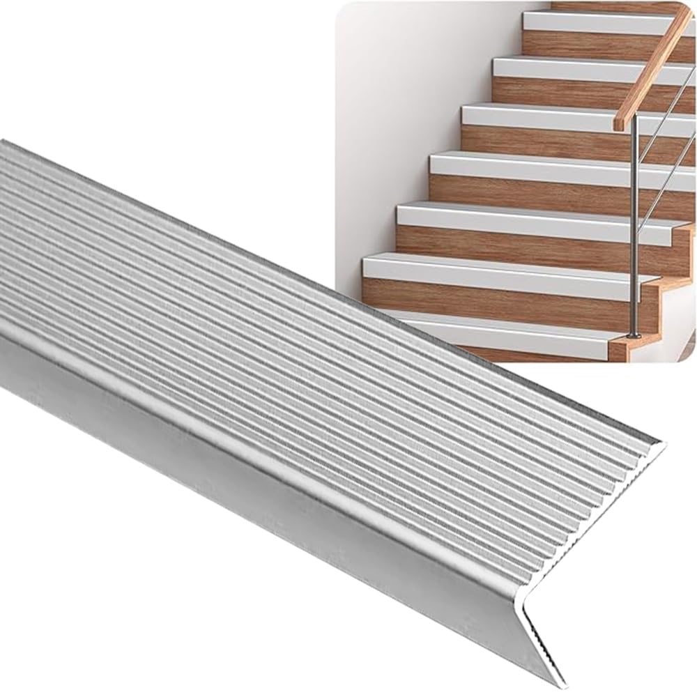 ILOOXI Perfil Angular De Aluminio, Perfil De Borde De Escalera En Forma De L, Cantonera Protector De Tira De Protección, Borde De Escalón, Esquina para Cantos, 1/3/6/9/15 Piezas ﻿ ﻿(Silver,6pcs-48/12