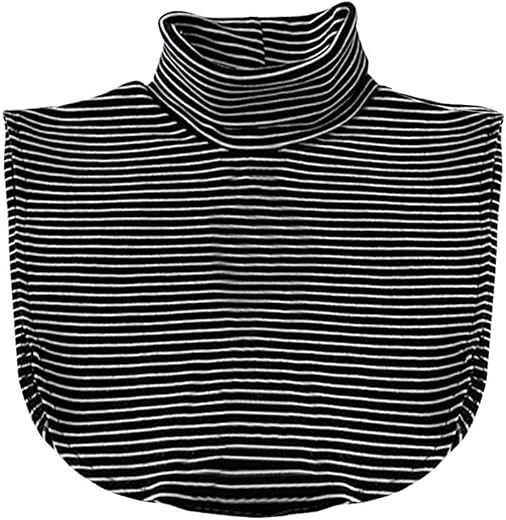 Joyci Women's Solid Stripe Turtleneck Dickey Collar Wear Outer or in Sweater Hoodie High Neck Mock Collar