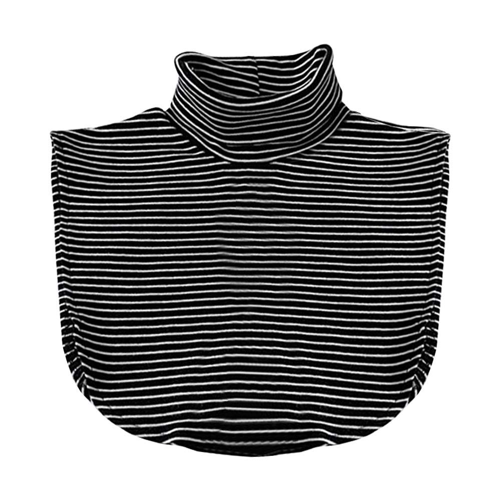 Joyci Women's Solid Stripe Turtleneck Dickey Collar Wear Outer or in Sweater Hoodie High Neck Mock Collar