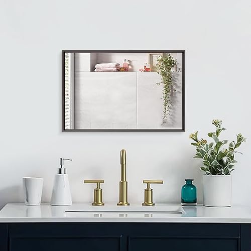 Miniatura 3 de AAZZKANG Espejo rectangular con marco de metal, espejo retro para baño, dormitorio, decoración del hogar, 20 x 16 pulgadas