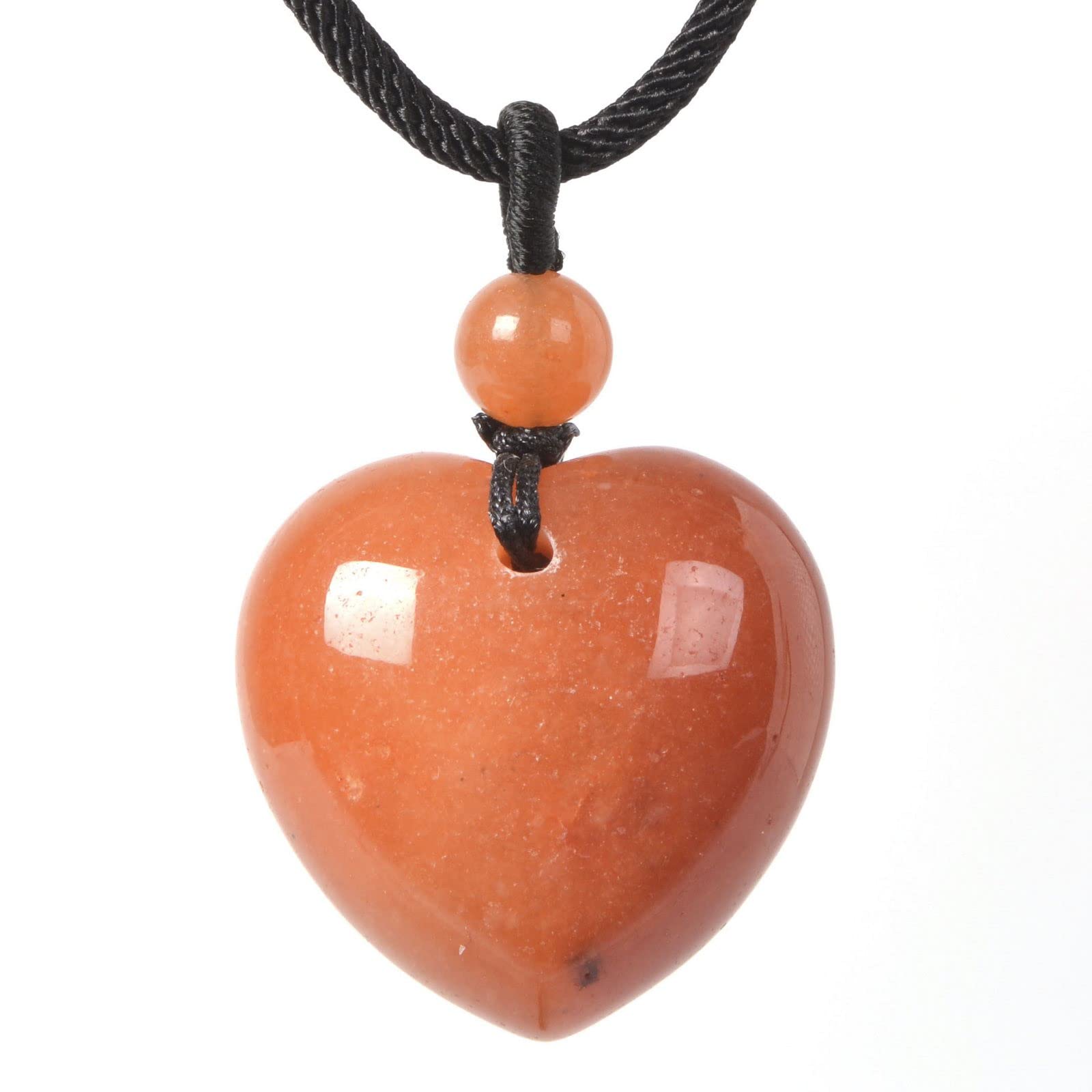 Justinstones'Justinstones 25mm Gemstone carved heart pendant necklace 22'''