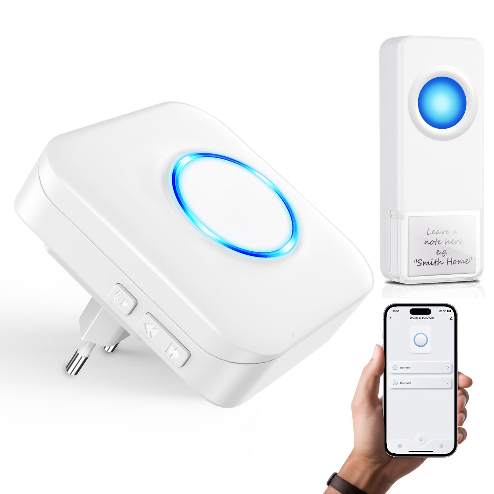 WiFi draadloze deurbel, waterdichte wandstekker