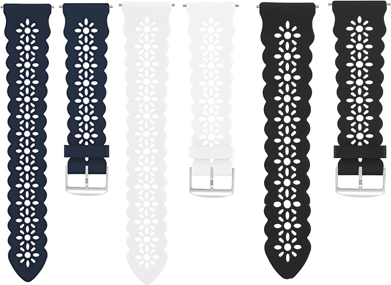 Compatible for Popglory 1.85'' P66 Smart Watch Band, Silicone Lace Hollow-Out Watch Replacement Strap Compatible for MorePro H56 Smart Watch/Kimnix T99 Pro Watch/LESHIDO CS08 1.85" Watch