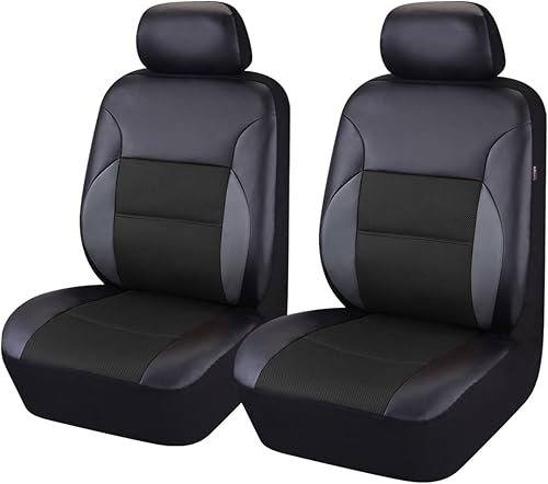 CAR Pass Fundas de asiento de automóvil de piel sintética de lujo, dos asientos delanteros, ajuste universal para el 95% de vehículos, SUV, camión,