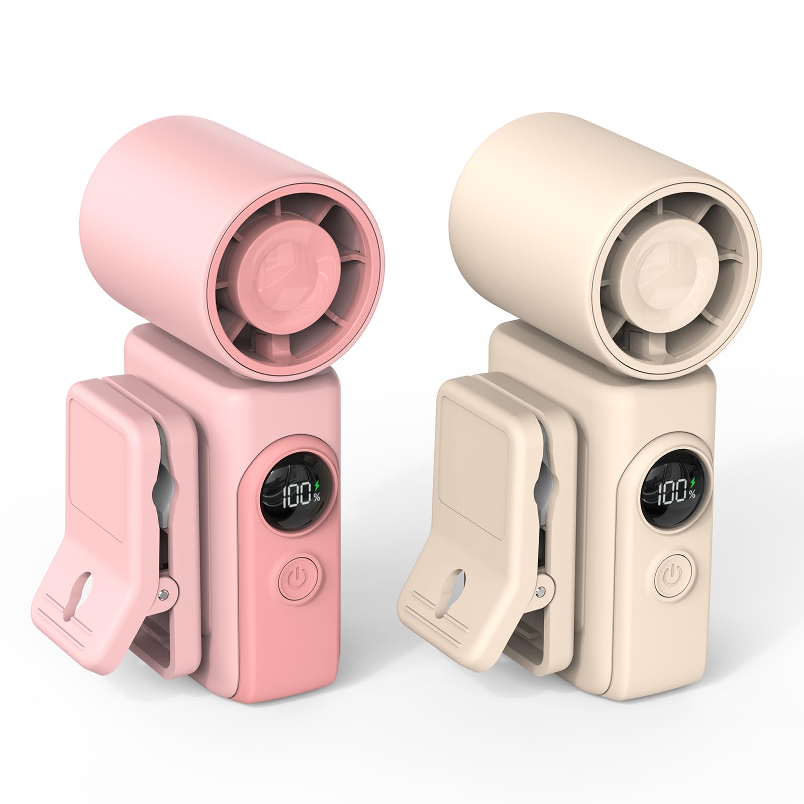 Hotsales Ventola portatile a clip, confezione da 2, 13500 giri/min, mini ventilatore portatile ricaricabile ad alta velocità, display a LED, clip rimovibile girevole a 360°, ventilatore per passeggino