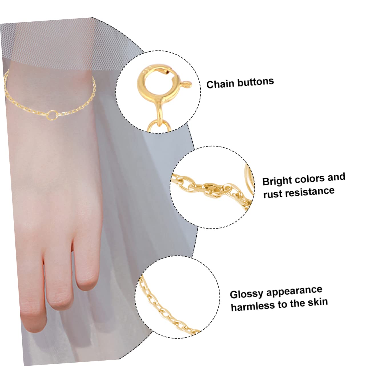 ABOOFAN 2 Set di Catene per La Creazione di Gioielli Catene per Braccialetti Collane Catene di Estensione Robuste E Facili da Usare 3 Pezzi * 2