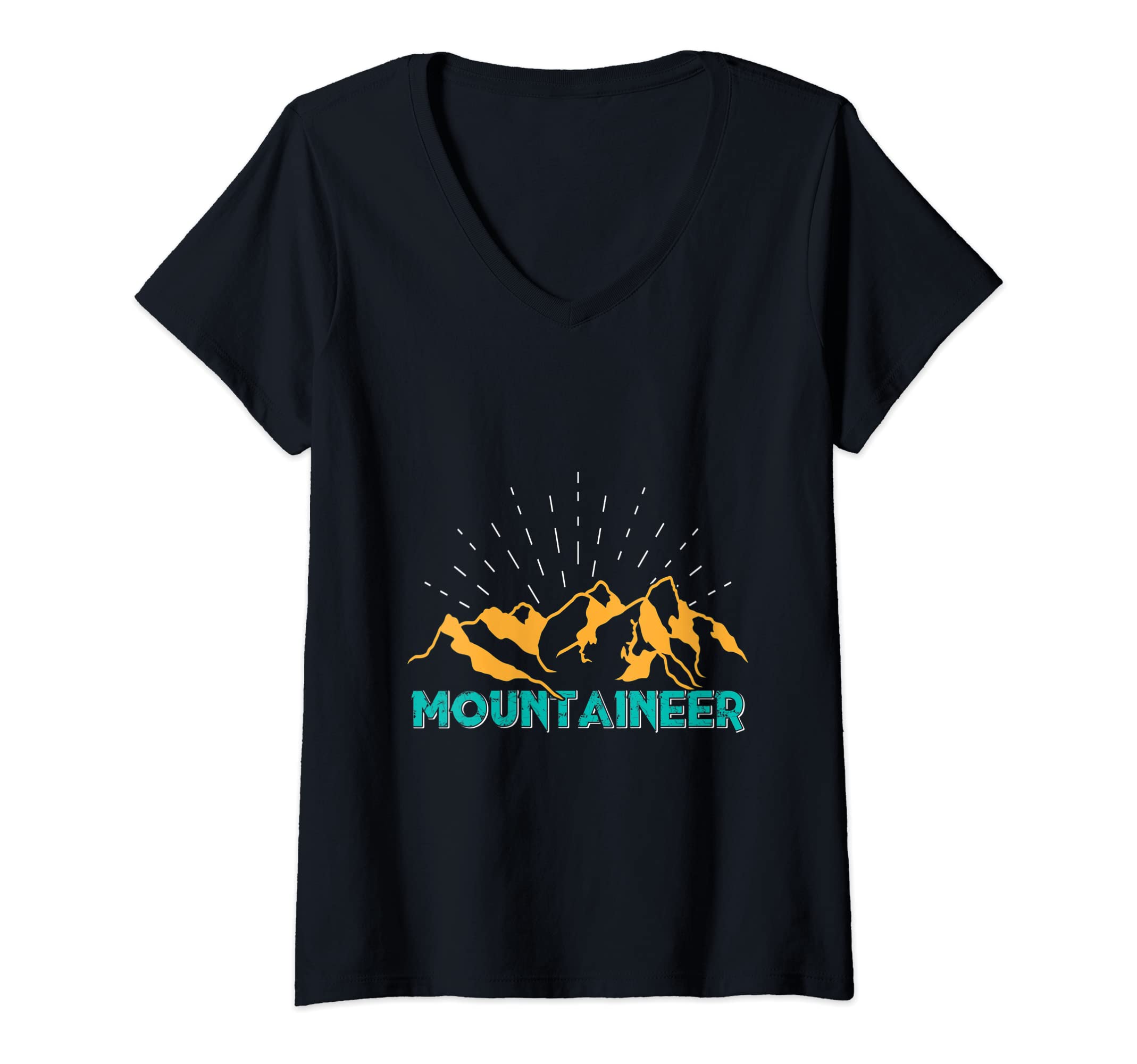 Womens Mountaineer Mountains Climb Hiker Mountainlife Mountain fan V-Neck T-Shirt
