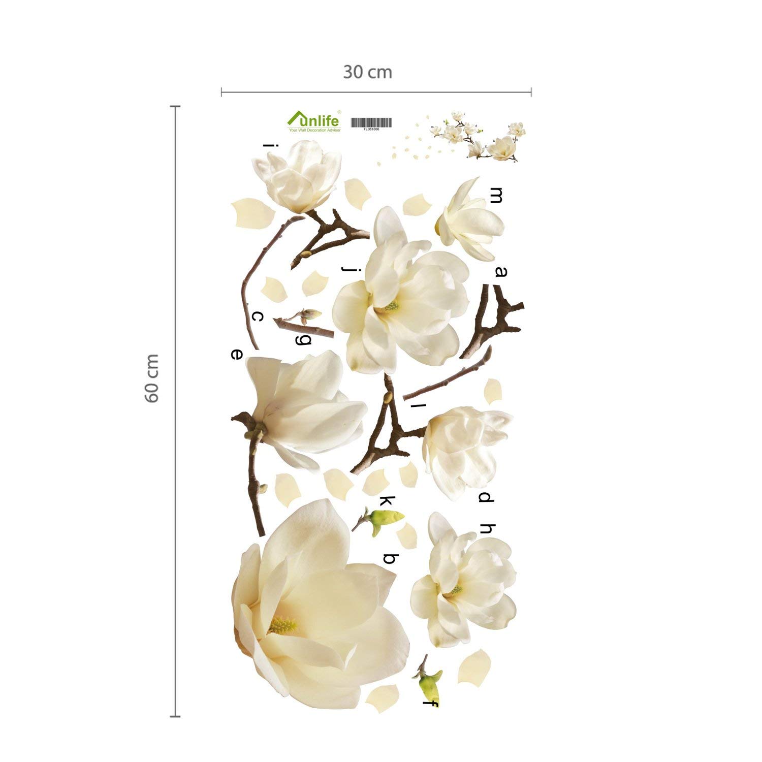 WALPLUS Flowers Wall Sticker Decoration Art Interior Home Small White Magnolia Floral Decal Paper Living Room Family - Image 3