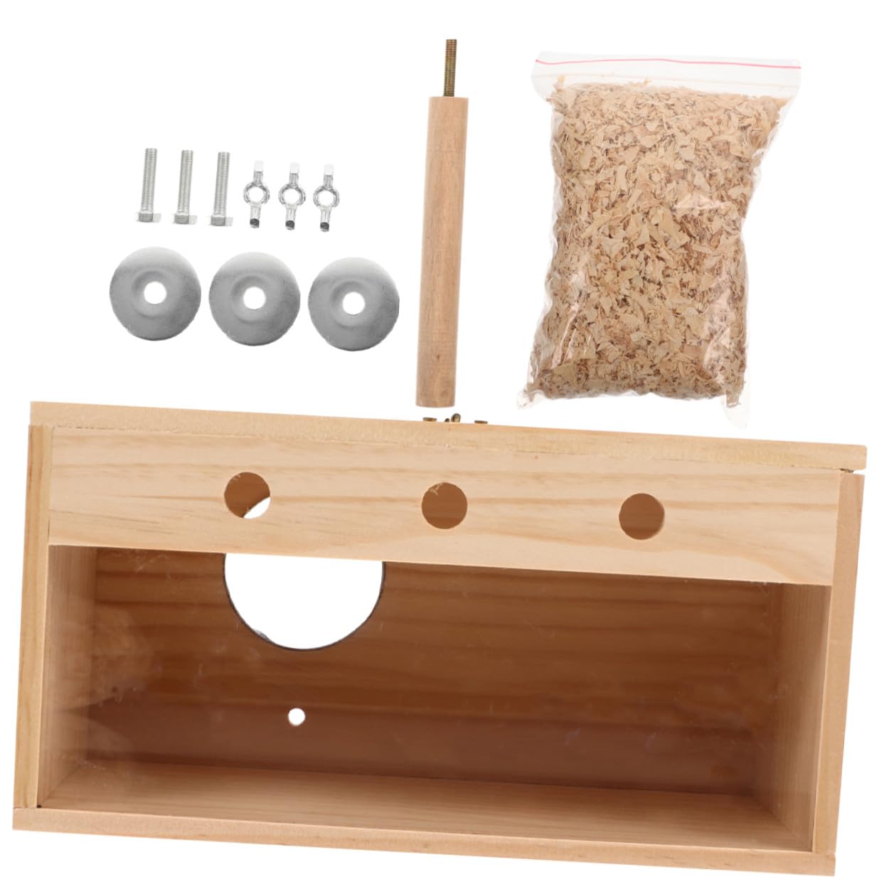 DOITOOL Caja Nido para Cría de Aves de Madera Beige para Pájaros Lugar Cálido y Seguro Accesorio Adecuado para Jaulas en Hogar y Jardín