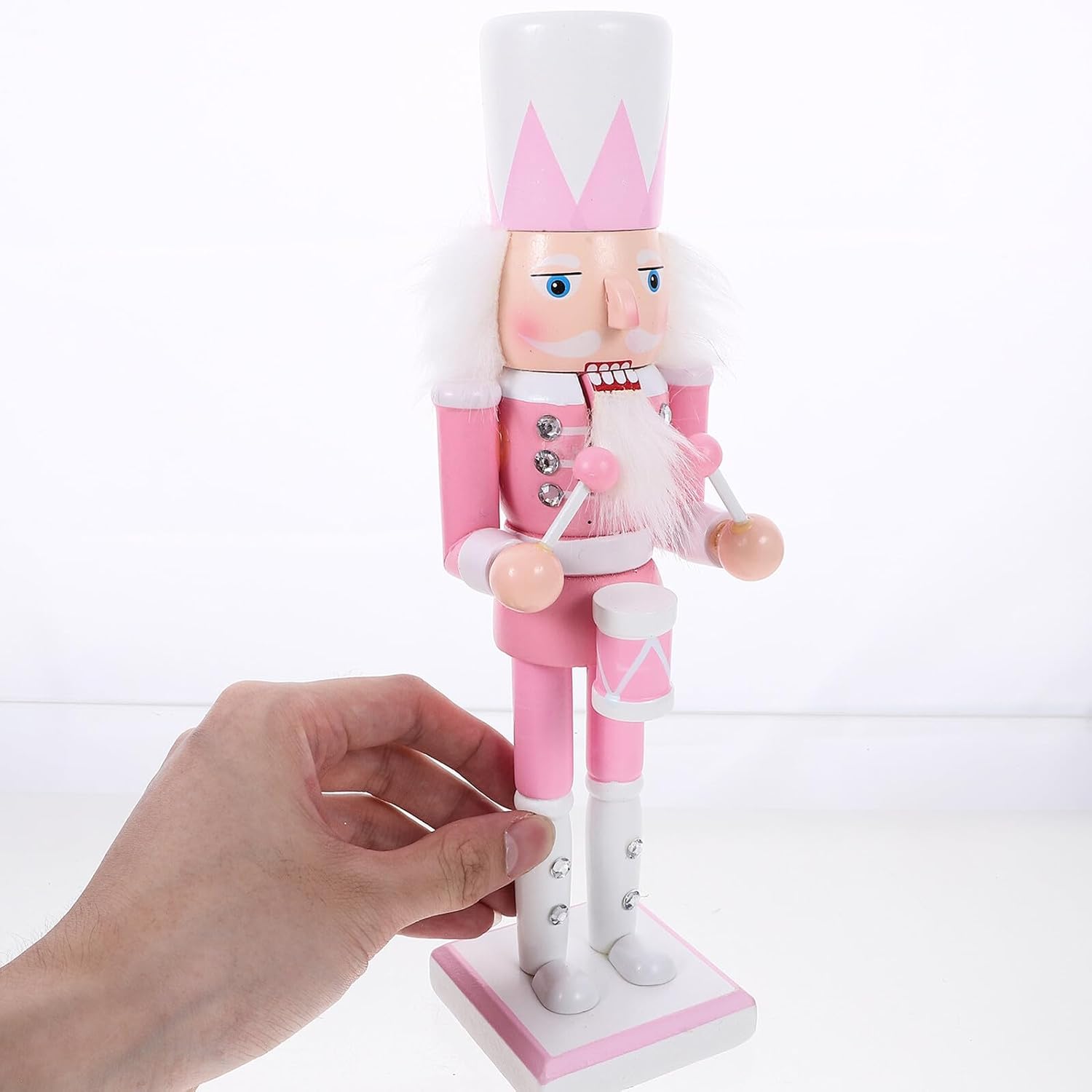 4pcs Christmas Nutcracker Figurines Set 24cm Wooden Nutcracker Soldier Xmas Tabletop Ornament Traditional Holiday Decor Gift for Teen