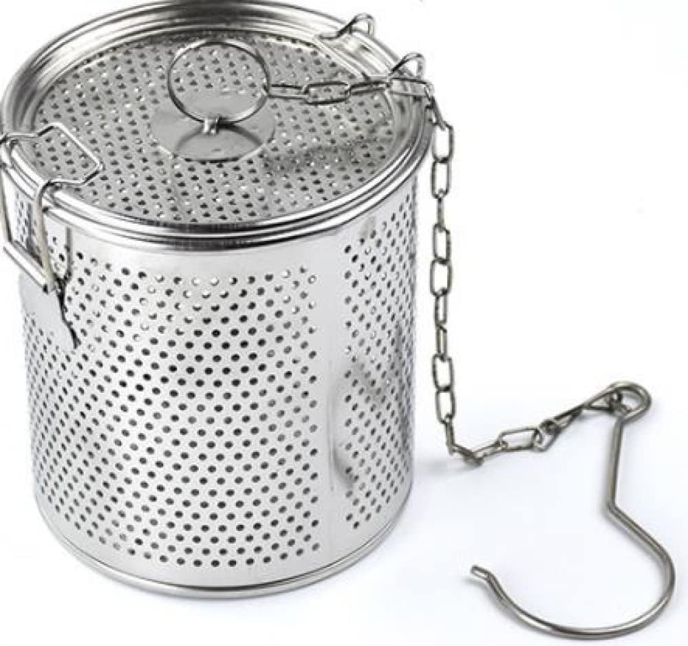 Stew Seasoning cage Seasoning Bag Mesh Tea Filter Basket Strainer Stainless Steel Kitchen Tools (Silver)-16x16CM