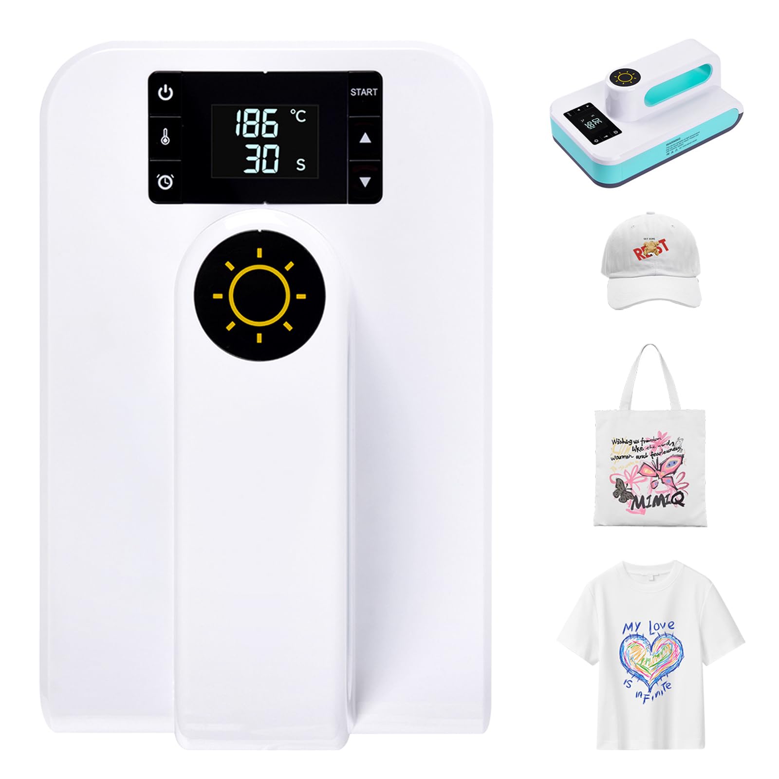 Transferpresse Plotter, Tragbare Heizpresse T-Shirt Druckmaschine, Schnelles Aufheizen Con Zeitmesser, Automatische Abschaltung, DIY Buigelpress für Kleidung, Taschen, Kissen, Hüte
