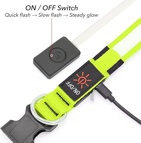 Miniatura 7 de BSEEN Collares para perros con luces LED recargables, collar ajustable con brillo para perro, collar reflectante para mascotas, luces intermitentes