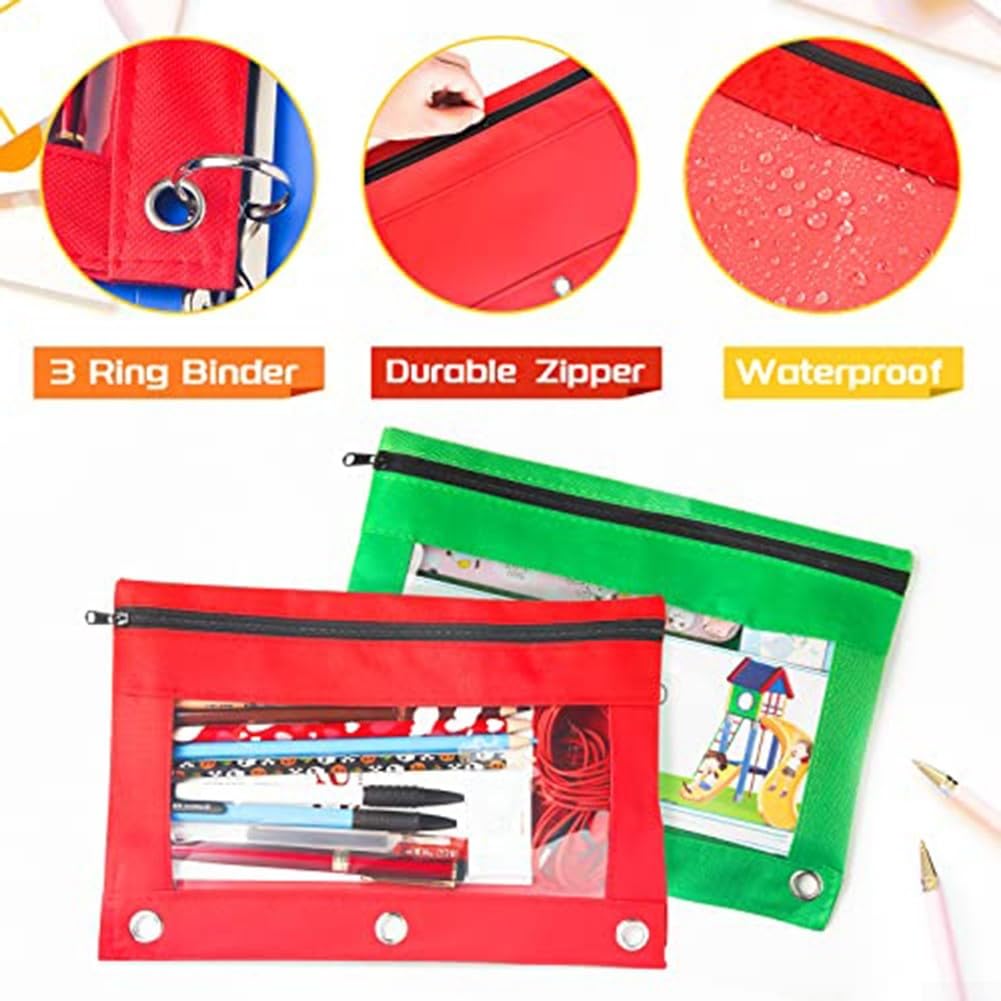 Astuccio per matite da 30 pezzi con adattatore a 3 fori, grande capacità, con cerniera, per raccoglitori, cancelleria scolastica, organizer sfuso
