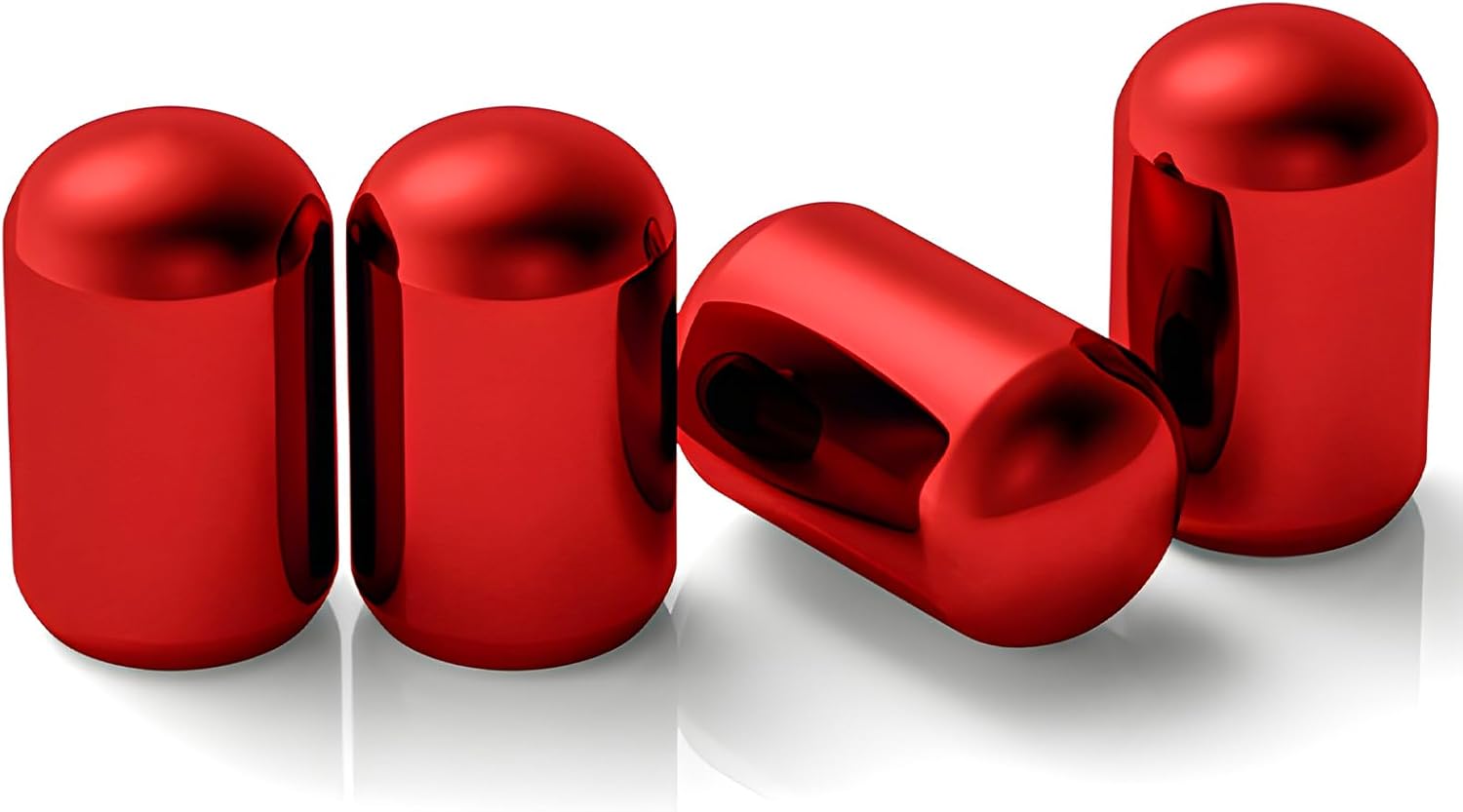 4PCS Car Tire Valve Stem Caps, Leak-Proof Corrosion Resistant Aluminum Alloy Tire Air Caps, Universal Stem Covers Exterior Accessories for SUVs Trucks Bikes Motorcycles (Red)