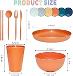 42 pcs Wheat Straw Dinnerware Sets - SHECIPIN Unbreakable Reusable Dinnerware Set Kitchen Cups Plates and Bowls Sets,Dishwasher Microwave Safe (Beige)