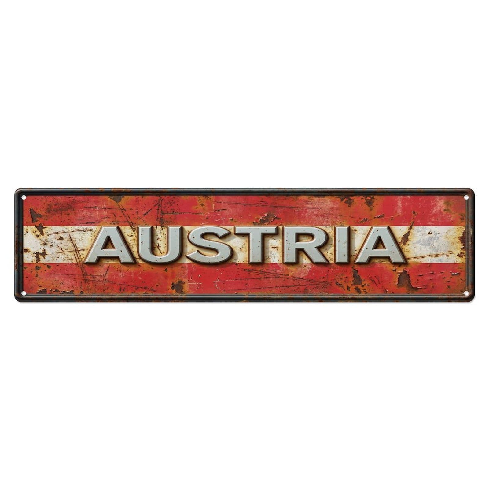 Olhnbad 4X16inch(10X40cm) Vintage Austria Flag Pattern Metal Tin Sign