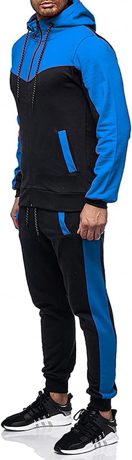 Marine Royal Track Suits for Men Set Full Zip Sweatsuit Outdoor Jogging Men Tracksuits - Image 2